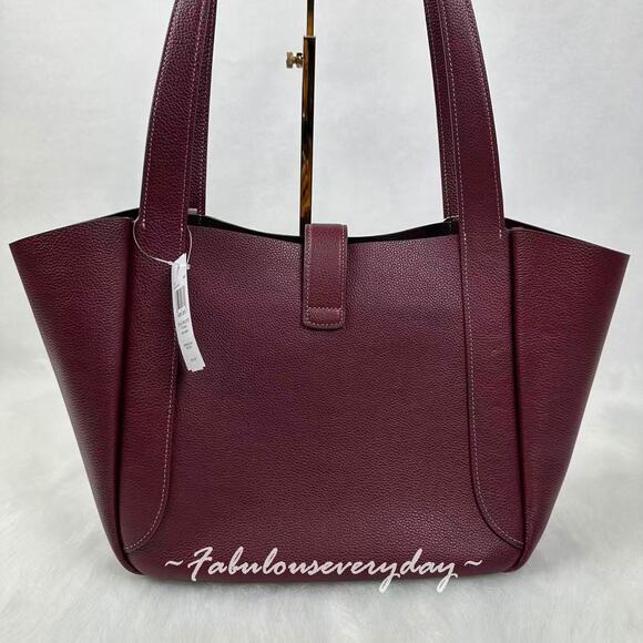 COACH Hadley Turnlock Tote Bag In Leather/Gold/Dark Wine CAL17 NWT - Picture 4 of 11